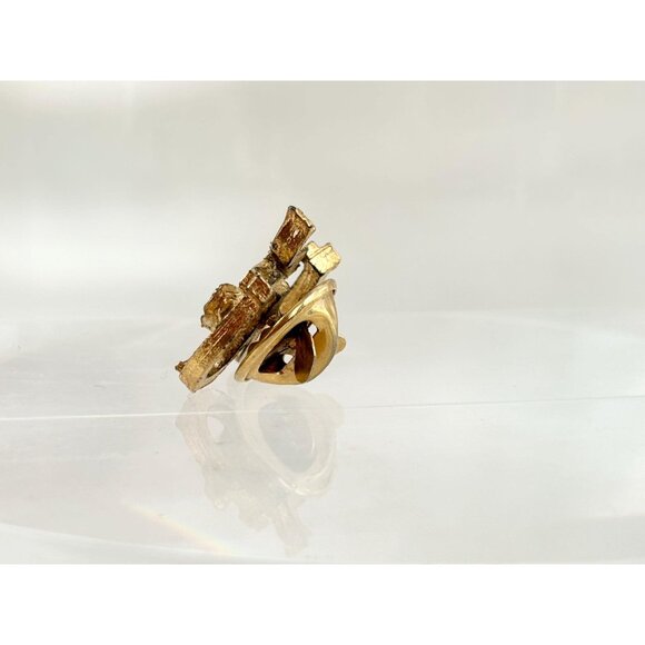 Vintage Gold Toned Elephant & Double Horseshoe Lucky Pin / Brooch - Picture 7 of 7